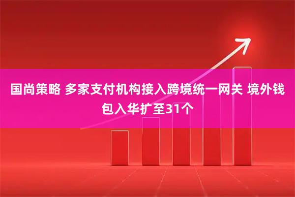 国尚策略 多家支付机构接入跨境统一网关 境外钱包入华扩至31个